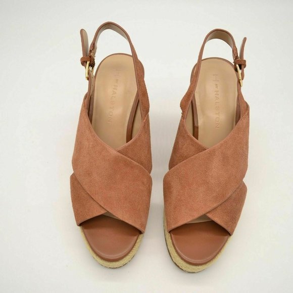 H by Halston Tan Suede Wedge Sandals - Picture 5 of 7